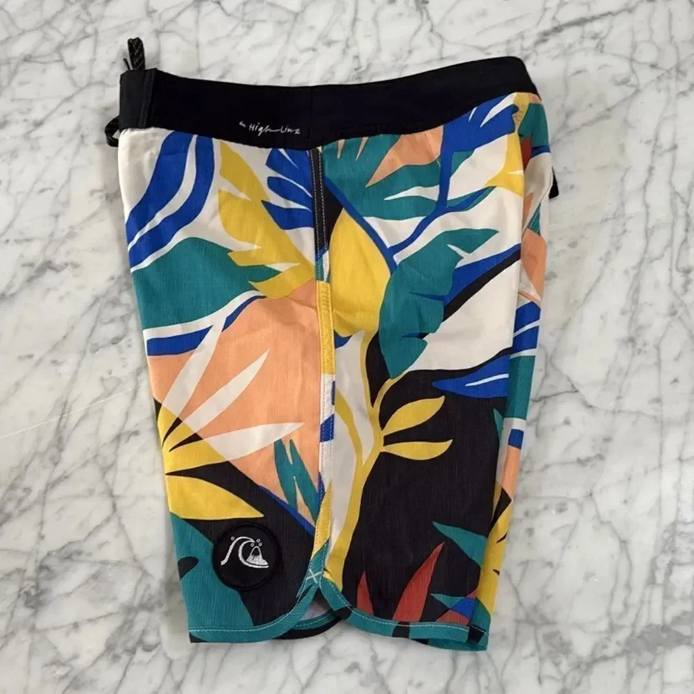 Quiksilver High Line Board Shorts Boys Youth 12 Tropical Print Drawstring